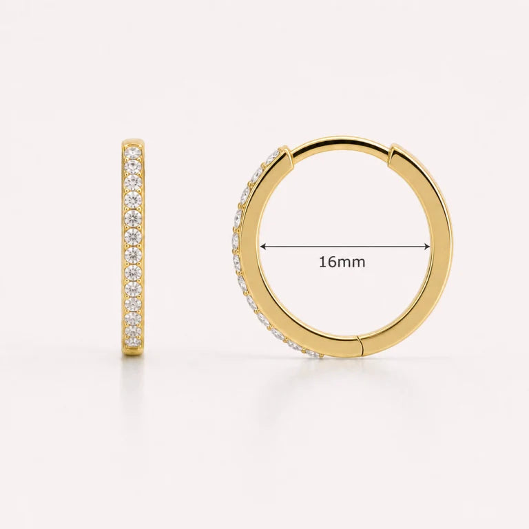 Pendientes de aro pequeños con pavé | Oro
