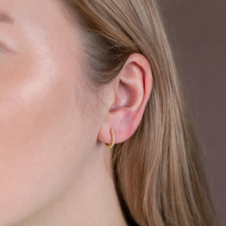 Pendientes de aro pequeños con pavé | Oro