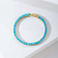 Pulsera tenis redonda turquesa | Oro