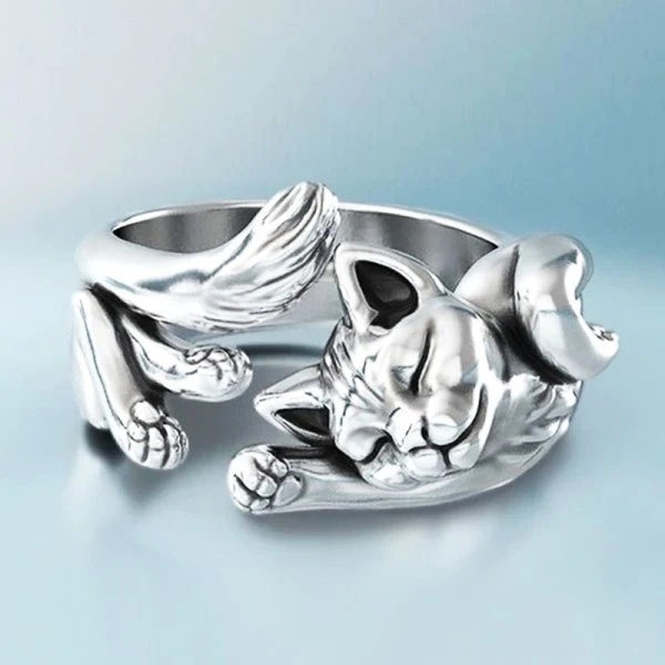 Anillo ajustable Gatito | Plata