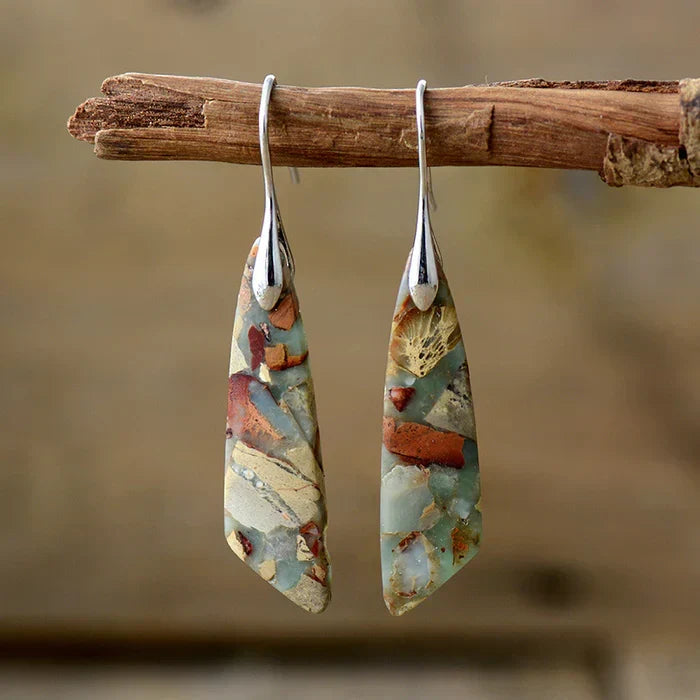 Pendientes antiguos de piedra natural | Oro