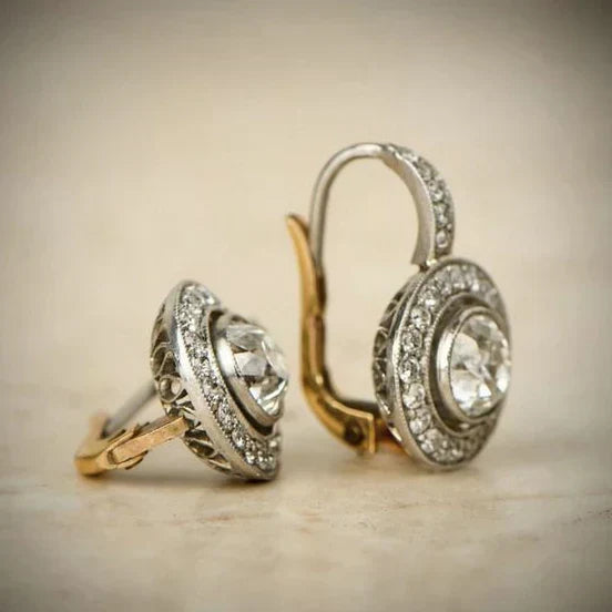 Pendientes vintage con circonitas | Oro mixto