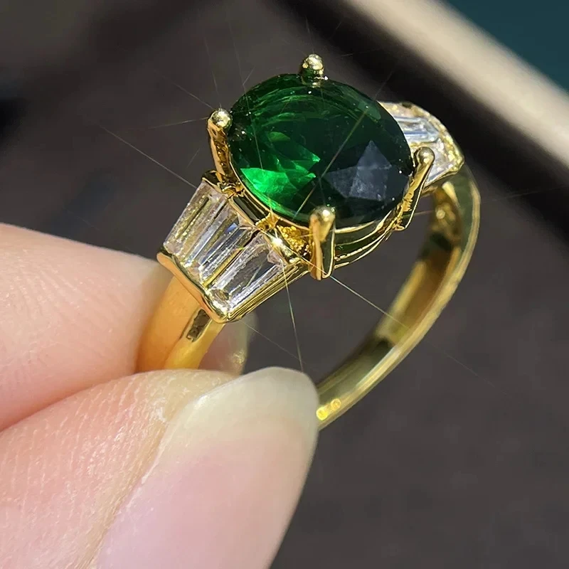 Anillo antiguo con circonita verde | Oro