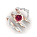 Set de anillos antiguos con cristal rojo