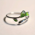 Anillo Hoja esmaltada verde