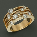 Anillo antiguo en capas con circonitas | Oro
