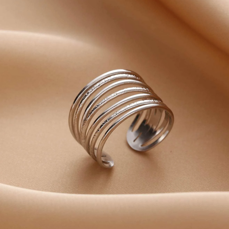 Anillo fino en capas | Plata