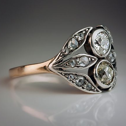 Anillo antiguo con circonita | Oro rosa