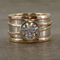Anillo antiguo con cristal incrustado | Oro y plata