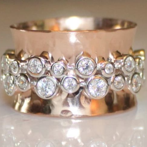 Anillo Cinturón con circonitas | Oro rosa