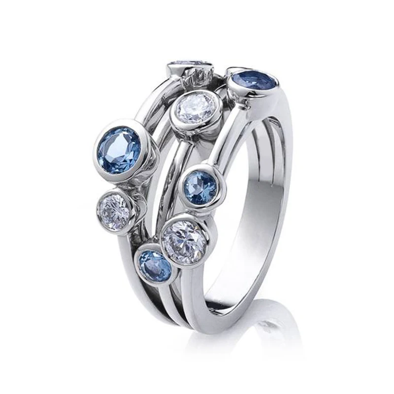 Anillo antiguo con circonita azul cielo | Plata