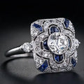 Anillo antiguo con circonita azul celeste | Plata