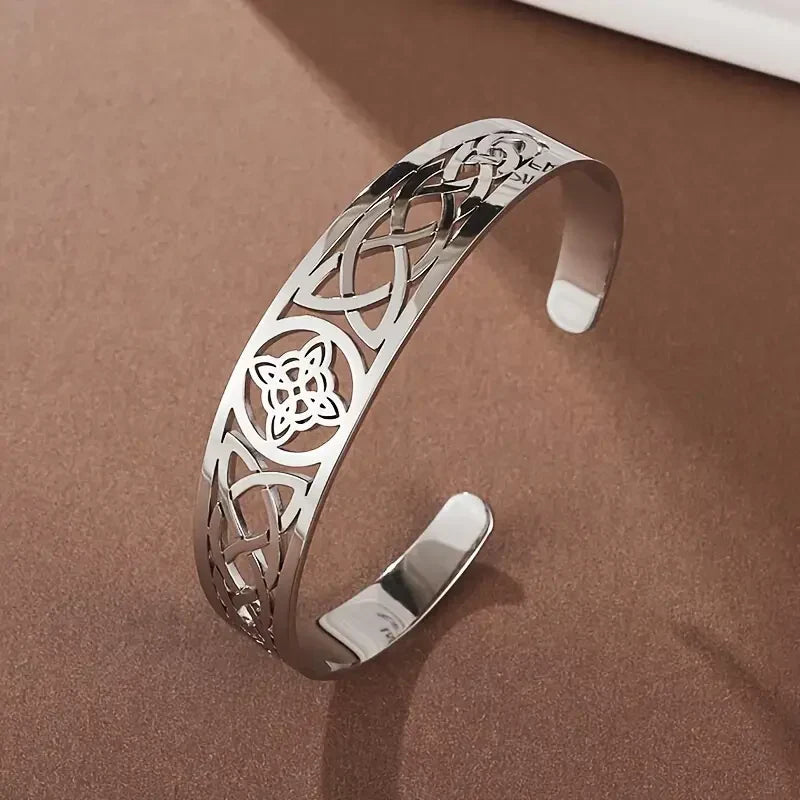 Pulsera abierta calada | Oro blanco