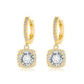 Pendientes colgantes Halo cuadrado | Oro