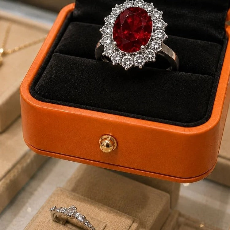 Anillo Corona Escarlata con rubí