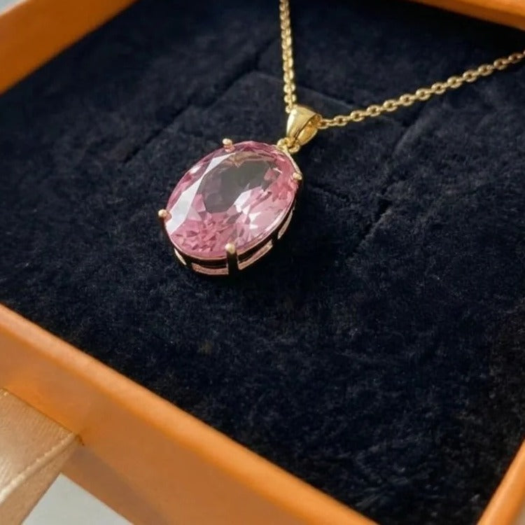Collar oval Imperial con zafiro rosa