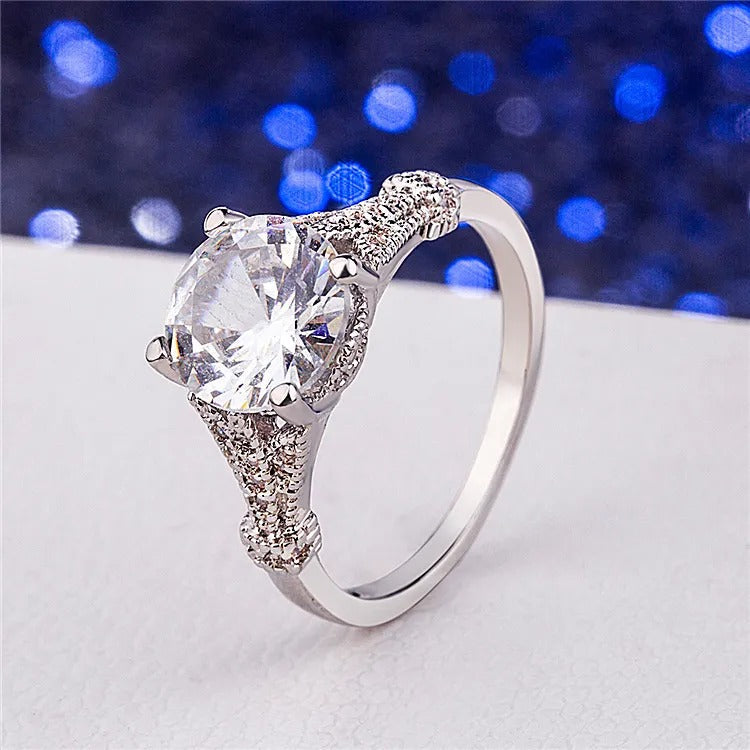 Anillo antiguo con cristal blanco | Plata