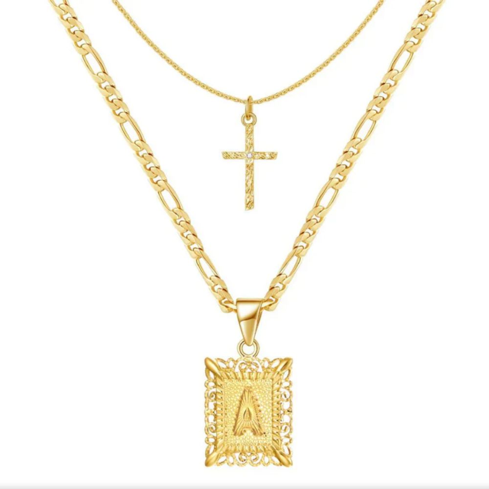 Set de collares Cruz e inicial