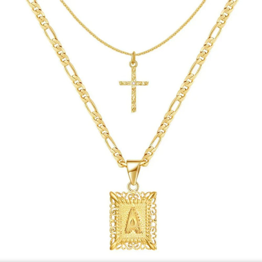 Set de collares Cruz e inicial
