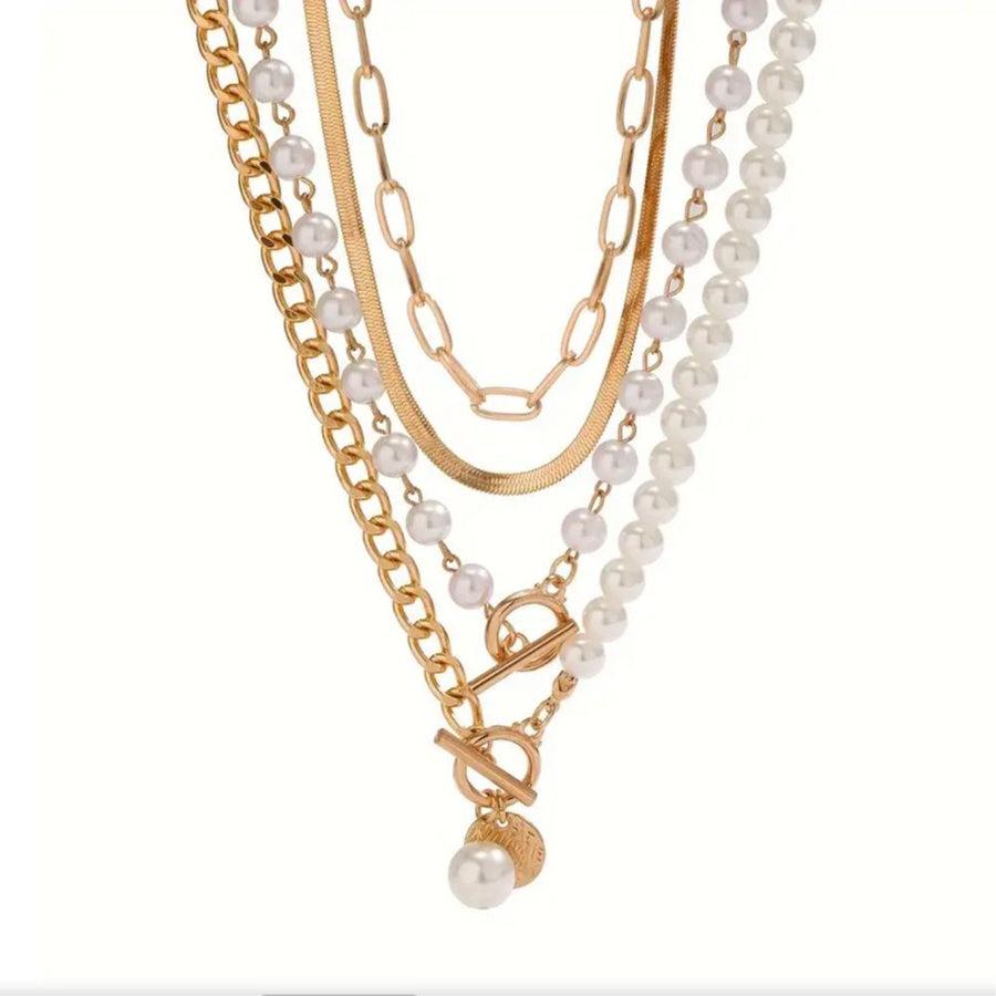 Set de collares antiguos de perlas y cadena serpiente | Oro