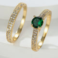 Set de dos anillos Serena con esmeralda