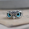 Anillo ajustable Búho de la suerte con ópalo | Plata