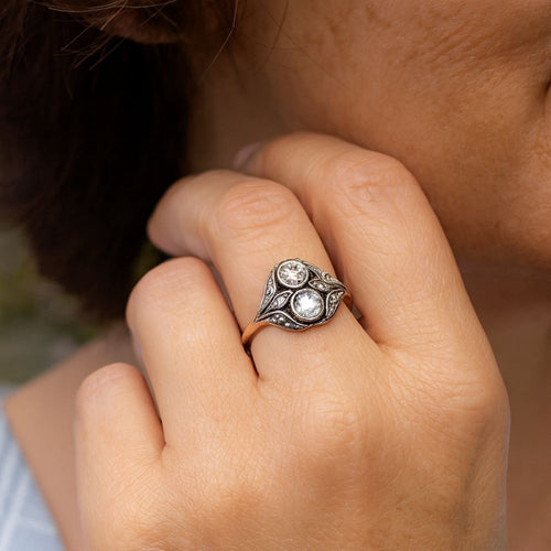 Anillo antiguo con circonita | Oro rosa
