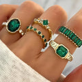 Set de anillos Zarina con esmeraldas | Oro