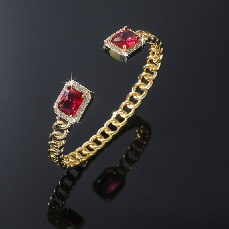 Pulsera abierta Rubí | Oro