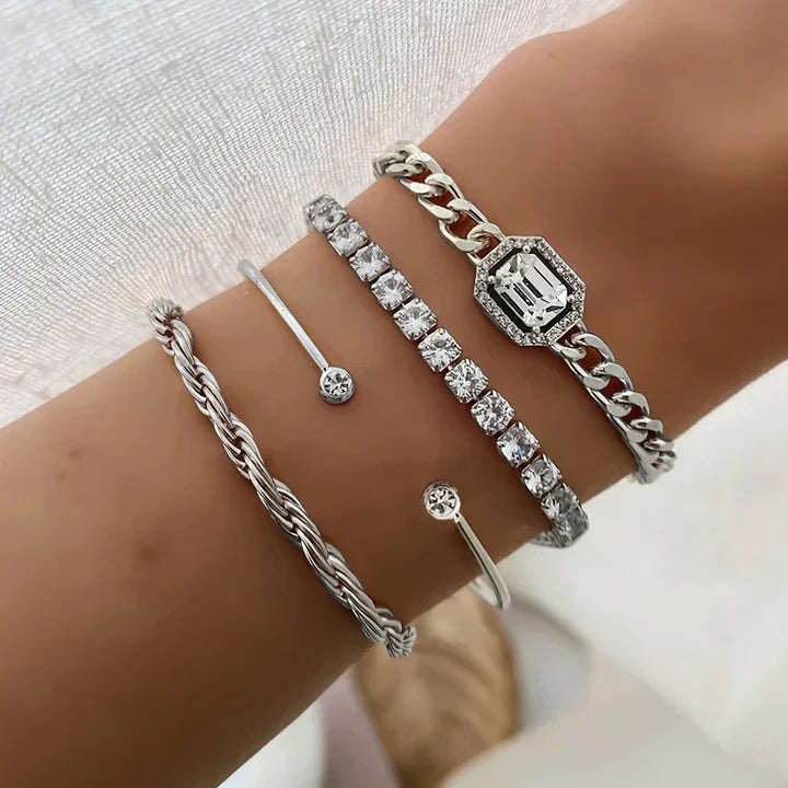 Set de pulseras Dolores | Oro blanco