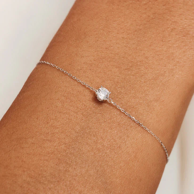 Pulsera Clara con piedras | Oro blanco
