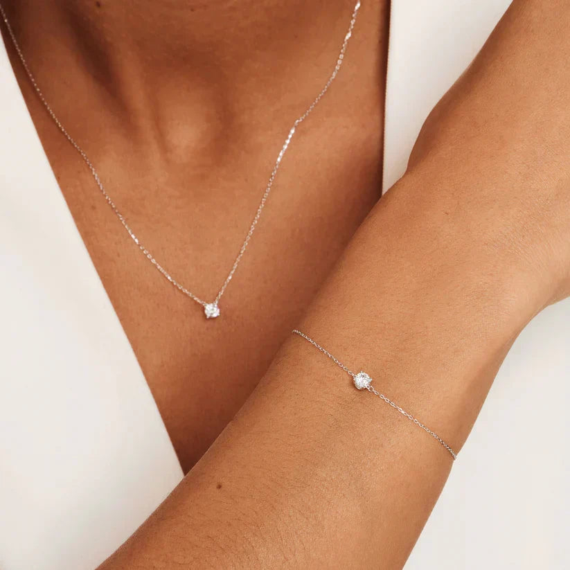 Pulsera Clara con piedras | Oro blanco